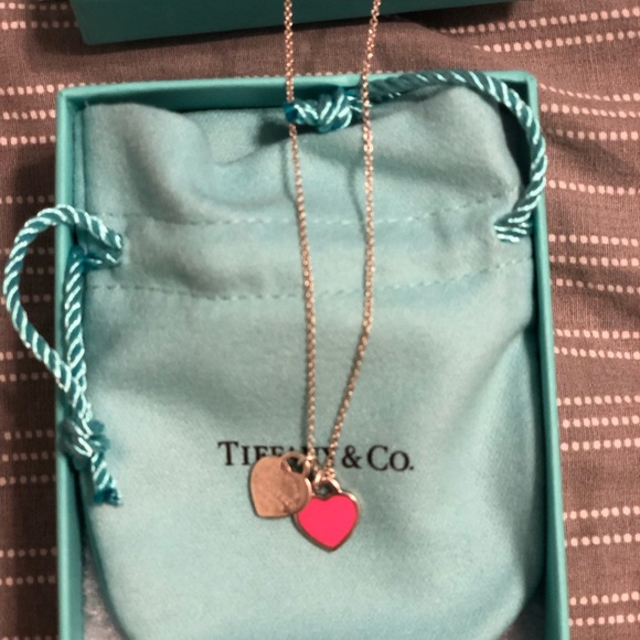 Tiffany Mini Double Heart Necklace Hot 